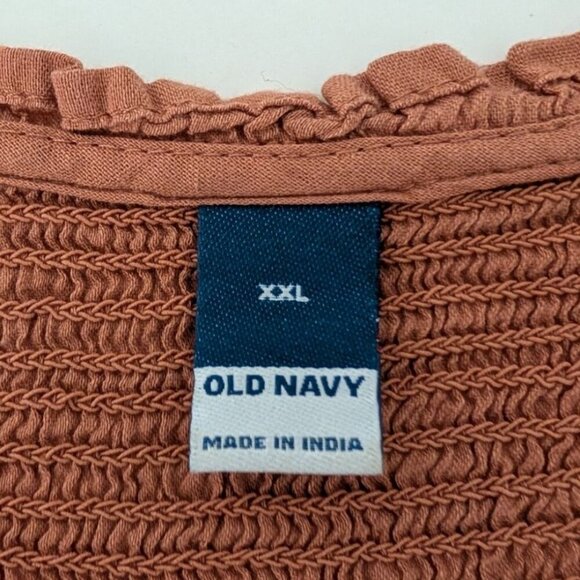 Old Navy Clip Dot Midi Dress Womens Size XXL Rust Long Sleeve V Neck Tiered - Picture 7 of 13